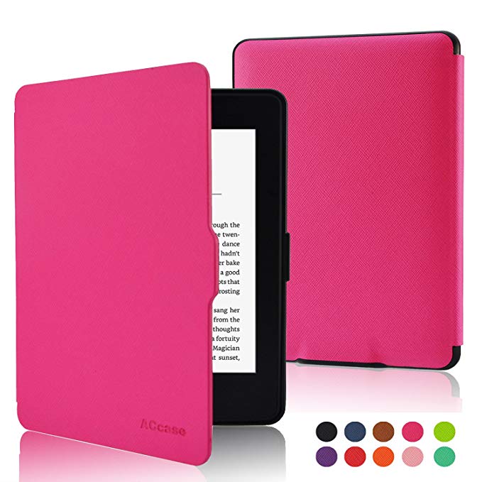Kindle Paperwhite Case - ACdream The thinnest and Lightest Slim Shell Leather Auto Wake Sleep Smart Cover Case For Kindle Paperwhite(only Fit kindle paperwhite 2012 and 2013 model,not fit kindle /kindle touch),Hot Pink