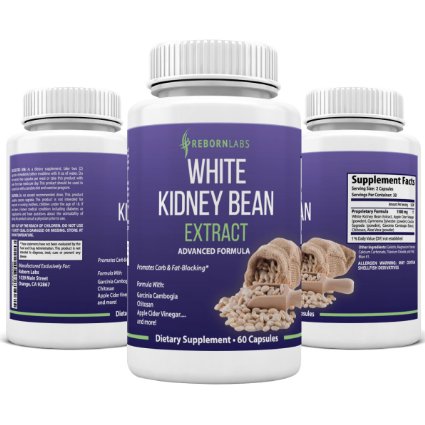 White Kidney Bean Extract Formula - 1 Premium Carb and Fat Blocker - Appetite Suppressant - Fat Burner - 60 Capsules