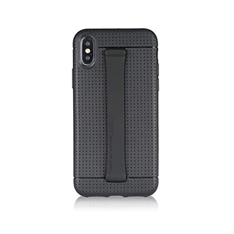 iPhone Xs Hand Strap TFY Slim Fit Case with Smart Utility Silicon Hand Strap Holder Compatible with iPhone Xs/X - Black