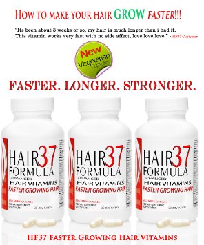 Hair Formula 37 ADVANCED Fast Hair Growth Vitamins Vegetarian Capsules 3 month supply Faster Growing Hair | Healthy Hair Growth | Biotin for Hair |