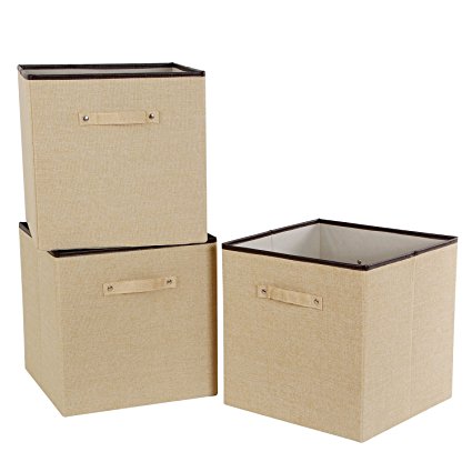 Lifewit Foldable Cube Storage Bins,Polyester Drawer Basket Clothes Container Organizer,3-Pack