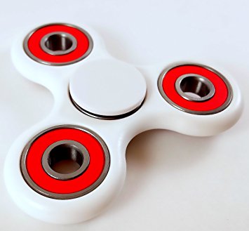 White Tri-Spinner Ceramic Zirconia ZrO2 Center Bearing Fidget Toy Stress Reducer EDC Focus Relieves ADHD Anxiety and Boredom White Body Red Outer Bearing Seals