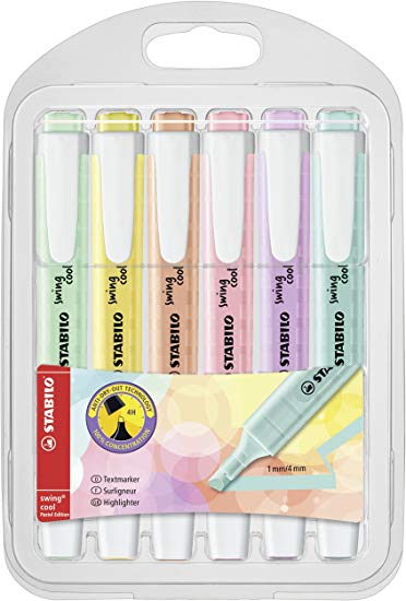 STABILO 275/6-08 Wallet Swing Cool Pastel Highlighter (Pack of 6)