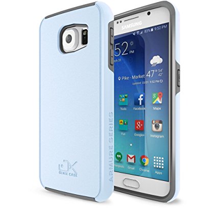Galaxy S6 Case, Genix Case Armor Series Dual Layer Premium Protective Case for Samsung Galaxy S6 - Blue/ Gray