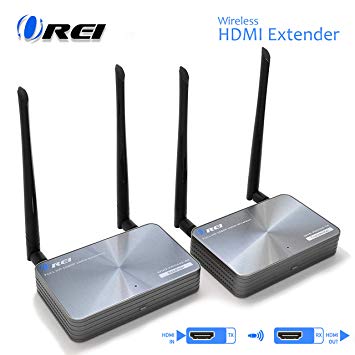 OREI Wireless HDMI Extender Transmitter & Receiver - Upto 300 Feet - Long Range - Perfect for Streaming from Laptop, PC, Cable, Netflix, YouTube, PS4 to HDTV/Projector - IR Support