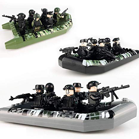 lmoulse Military Toys Army Block Set Building Bricks SWAT Kids Toy City Police Minifigures Team Soldiers Little People Figures Bulk Assembling with Accessories Weapons Canoeing Party Favors