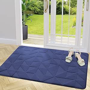 OLANLY Door Mats Indoor, Non-Slip, Absorbent, Dirt Resist, Entrance Washable Mat, Low-Profile Inside Entry Doormat for Entryway (48x32 inches, Navy)