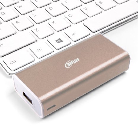 Power Bank HAME 5000mAh T2 Portable Compact Mini External Battery with Smart Charger Technology for iPhone 6s Plus 5S 5C iPad Air 2 Mini 3 Samsung Galaxy S6 S5 S4 Note 4 3 HTC One M9 Gold