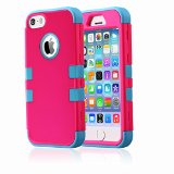 iPhone 5 CaseiPhone 5S Case BENTOBEN 3 in 1 Hard Plastic Shell Silicone Hybrid iPhone 5 Cases Shock Proof Drop Resistance Anti-slip Cover for iPhone 5 5S Rose PinkBlue