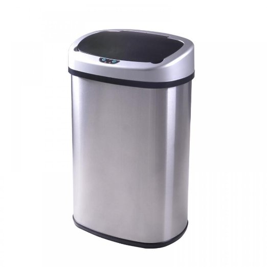 New 13-Gallon Touch-Free Sensor Automatic Stainless-Steel Trash Can Kitchen 50R