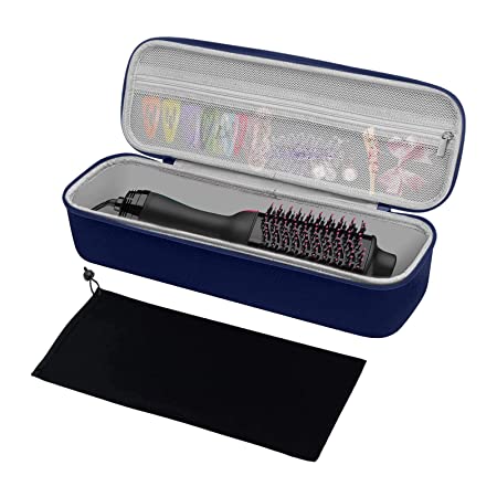 MOSISO Hard Travel Case Storage Bag Compatible with Revlon One-Step Hair Dryer Brush & Volumizer & Styler, EVA Carrying Case Cover Protective Hard Shell Sleeve with Hot Air Brush Pouch, Navy Blue