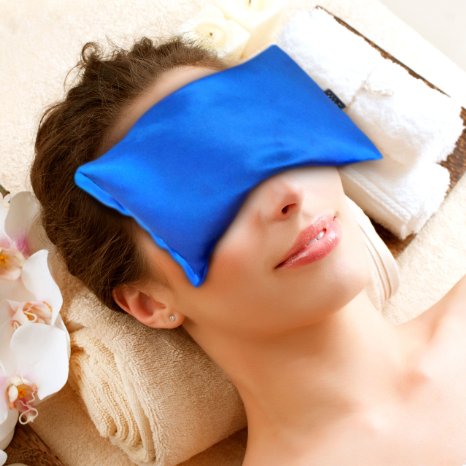 Luxury Hot / Cold Eye Mask By Karmick - Lavender Eye Pillow Relieves Headache, Insomnia and Stress - Great for Sleep, Sinus Relief and Allergies- Sleeping Mask Blocks Out Light Completely - Made in U.S.A.