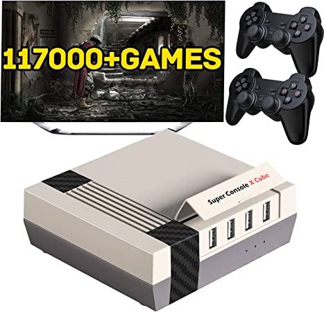 117,000  Games,Classic Mini Game Console,Super Console X Cube Game Consoles Support 4K HD Output,4 USB Port,Up to 4 Players,LAN/WiFi,2 Gamepads,Best Gifts(256G)