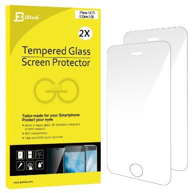 iPhone SE Screen Protector, JETech 2-Pack iPhone SE 5S 5C 5 Premium Tempered Glass Screen Protector