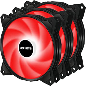 upHere 120mm 3PIN Case Fan with Red LED Low Noise High airflow for Computer Cooling,CPU Cooler,PF120RD3-3