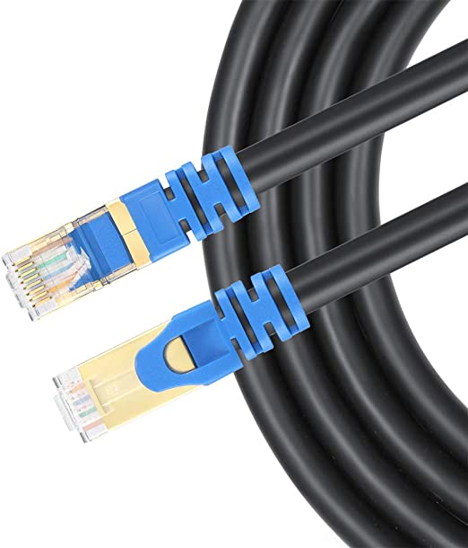 Outdoor CAT 7 Ethernet cable 30M/100ft High Speed Lan cable Professional Gold Headed Shielded Internet Patch Cable with RJ45 10 Gigabit Cat7 Network Cable for Modem Router Xbox Computer Laptop (30m)