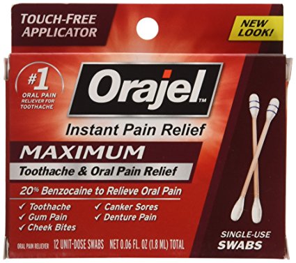 Orajel Maximum Strength Toothache Pain Relief Swabs, 12 Count