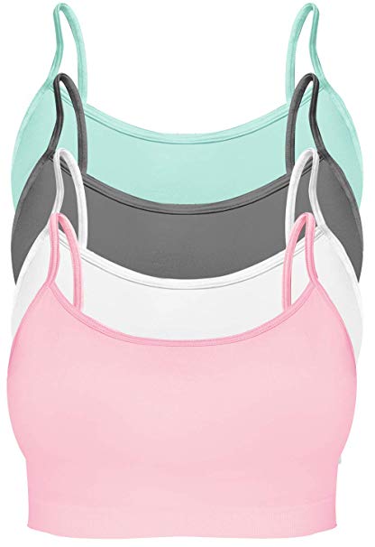 4-Pack Women's Seamless Wireless Half Cami Unpadded Bra Tops for Layering with Spaghetti Straps