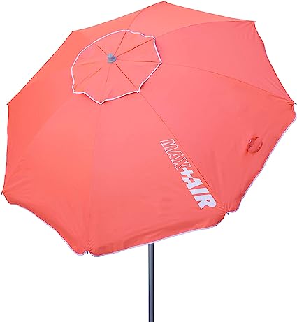 Intex AKTIVE 62245 Parasol de plage anti-vent avec protection UV50 corail, dimensions Ø220 cm, hauteur réglable, coupe-vent, sac de rangement avec poignée de transport