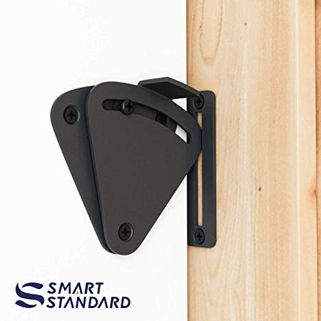 SMARTSTANDARD Barn Door Large Size Latch Lock Black Privacy Latch Lock for Sliding Door Work for Pocket Doors Garage and Shed Wood Glass Gates