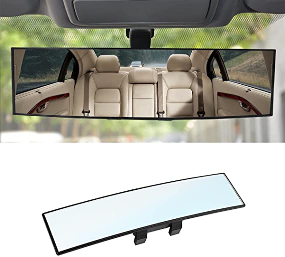 Car Rearview Mirror, Clip-on Panoramic Rear View Mirror for Car, Wide Viewing Range, 12 inch Universal Use for Cars, SUVs, Trucks, Vehicles