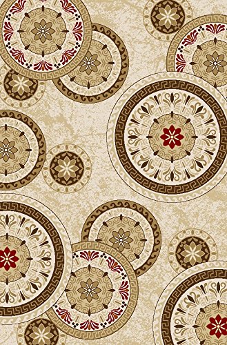 ADGO Non-Slip Rug Collection Rubber Back Washable Non-Skid Area Rugs | Throw Rugs for Entryway, Bedroom and Kitchen Thin Low Profile Indoor & Outdoor Floor Rug (5 ft x 7 ft, AD10011R - Beige Red)