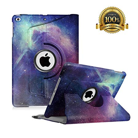 New iPad 9.7 inch 2018 2017/ iPad Air Case - 360 Degree Rotating Stand Smart Cover Case with Auto Sleep Wake for Apple iPad 9.7" (6th Gen, 5th Gen)/iPad Air (Galaxy)