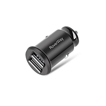 USB Car Charger, RoverWay QC3 Mini Car Charger Dual USB 3.1A Output Fast Charging Quick Charge for iPhone X / 8 / 7 / Plus, iPad Pro / Air 2 / mini, Samsung Galaxy Note8 / S8 / S8  and More (1xBlack)