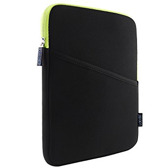 Lacdo 8-inch Waterproof Shockproof Neoprene Sleeve Case Cover Protective Pouch Bag for Apple iPad Mini 2,iPad Mini 3, 7.9" with Retina Display / Google Nexus 7 7-Inch / Nexus 7 FHD / Samsung GALAXY Tab 4,3,2, 7-inch ASUS Tablets / Dragon Touch Y88X 7" / With Side Pocket Green/Black