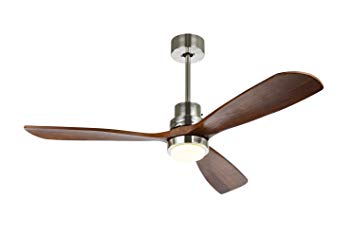 52" Ceiling Fan with Timing Function with Remote Super noiseless 3 Blades Distressed Koa Brushed Nickel