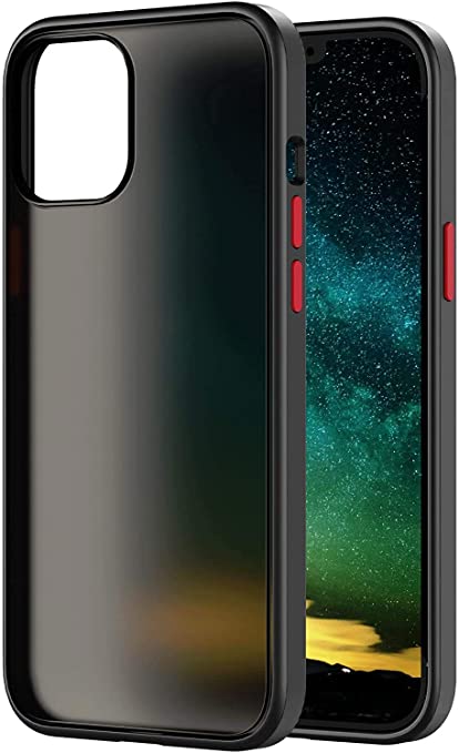 Matte Case Compatible with iPhone 12/12 Pro Case, Translucent Matte Cover Anti-Scratch Shockproof Frosted Case Cover for Phone 12 / iPhone 12 Pro 6.1 inch (Matte Black)