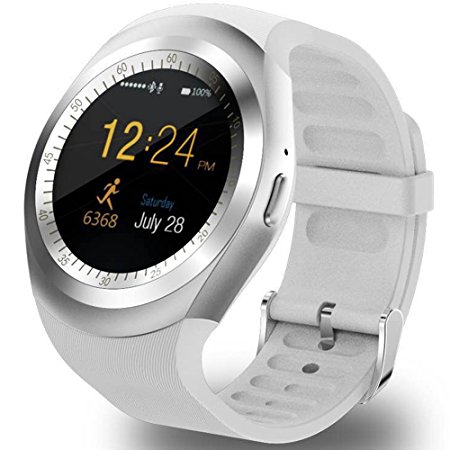AMENON Bluetooth Smart Watch Wristwatch,Classical IPS Round Touch Screen Water Resistant Smartwatch Cellphone with SIM TF Card Slot Pedometer Fitness Tracker for Android Smart Phones