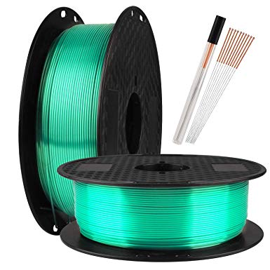 TTYT3D Silk Shine Emerald Green 3D Printer PLA Filament - 1.75mm 3D Printing Material Widely Compatible 1KG 2.2LBS Spool with Extra Gift 10pcs FDM 3D Printer Nozzle Cleaning Needles