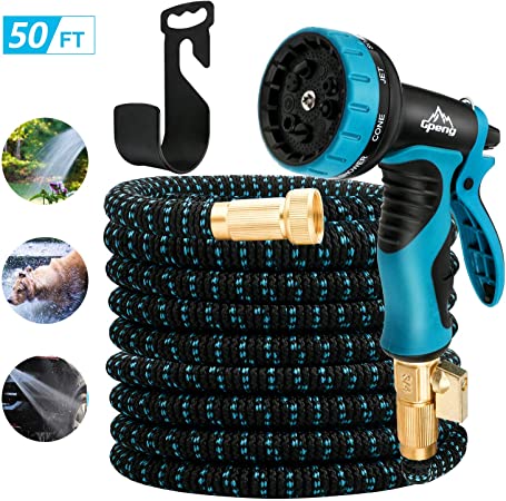 Hose Pipe, TedGem Garden Hose Expandable Hose Garden Hose Expandable Water Hose Pipe Expanding Hose with 9 Function Spray Gun, Extra Strength Fabric, for Car Washing, Garden Watering, Yard (50ft)