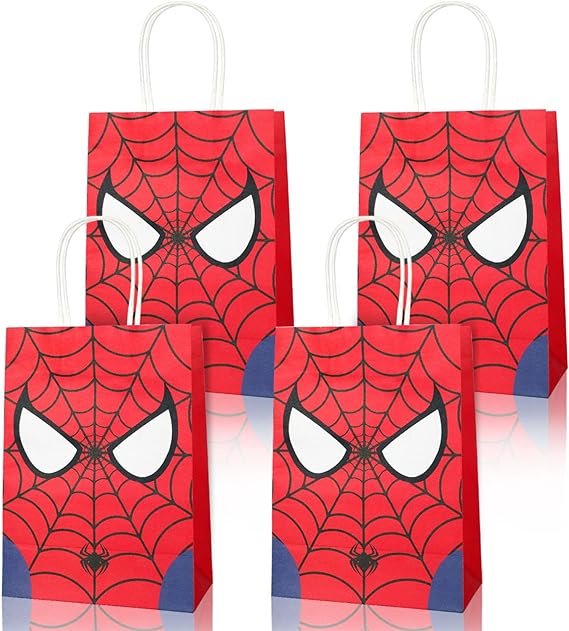 24 PCS Spider Party Favors Bags for Kids Boys Super Cute Hero Themed Birthday Party Decorations Gift Goody Treat Candy Bags for Super Cute Hero Birthday Party Supplies