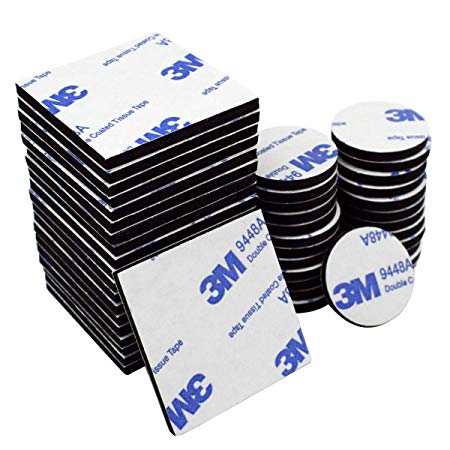 Double Sided Sticky Pads Black, 50 Pcs 3m Adhesive Foam Pads Mounting Pads, Squares and Round