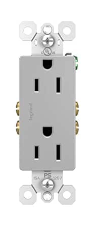 Legrand radiant 885GRYCC12 15 Amp Decorator Duplex Outlet, Side Wire or Push Wire, Gray (1 Count)