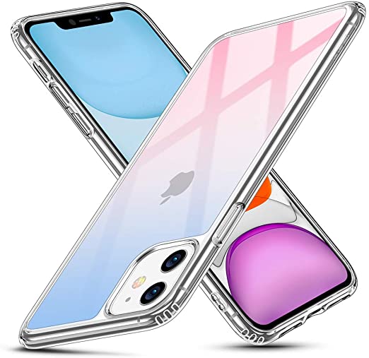 ESR Mimic Designed for iPhone 11 Case, 9H Tempered Glass Back Cover with TPU Frame Scratch-Resistant Soft Bumper Shock Absorption Protective Case for iPhone 11, Skyfire Gem