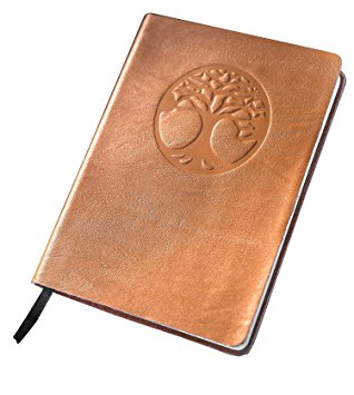 Red Co "Tree of Life" Genuine Leather Journal, 5"x7", 240 Lined Pages Bookbound, Saddle Brown