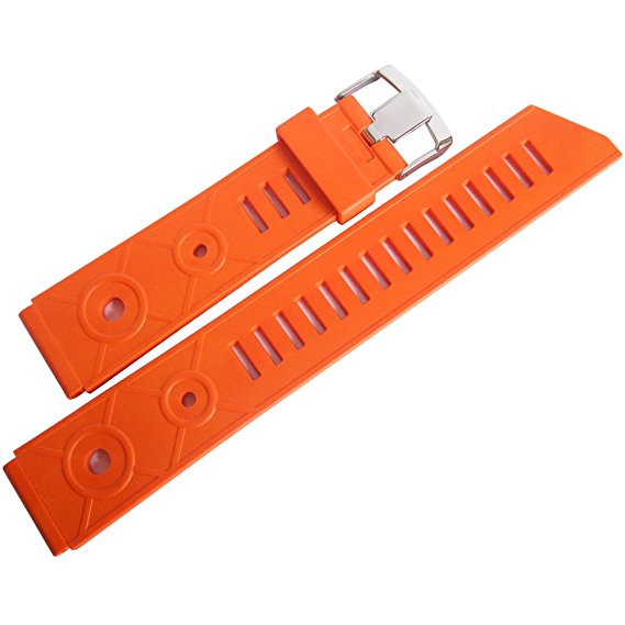 Bonetto Cinturini 20mm Orange Rubber Mens Watch Strap Model 281