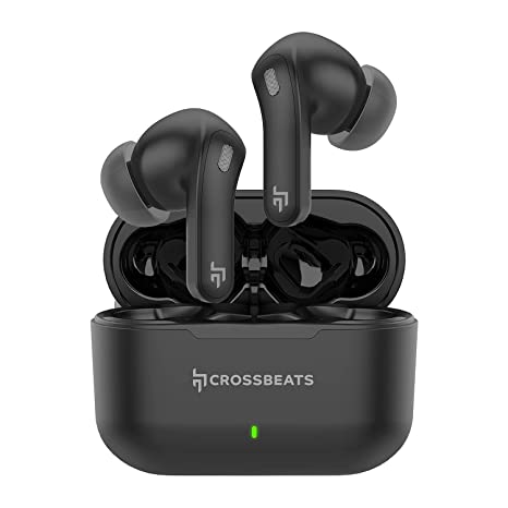 Crossbeats Epic Wireless Earbuds Active Noise Cancelling | ANC Bluetooth Earphones w/4 Mics | Stereo Earbuds w/Deep Bass | 30Hrs ANC Wireless Charging | Smart Touch Control | IPX8 Waterproof