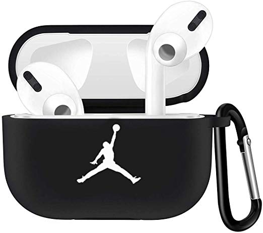 AIBEAMER Jordan Airpods Pro Case for Airpods3 Accessories, Kawaii Cute Cool Character Cartoon Silicone Protective Charging Case Cover for Apple Airpod Gen3 with Keychain (Black)