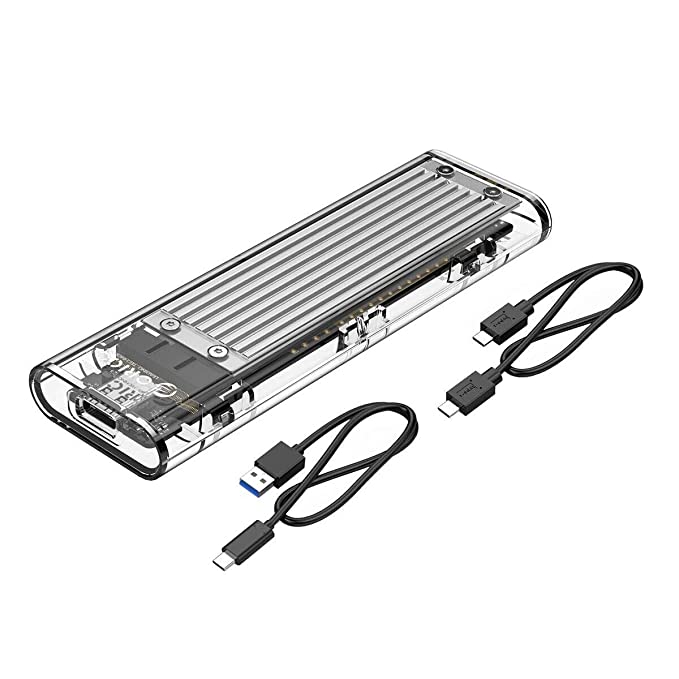 ORICO Transparent NVMe M.2 Enclosure Tool-Free USB3.1 Type-C Gen2 10Gbps to M.2 SSD Enclosure for Intel 660p/Samsung 970 EVO/Samsung970 Pro 2230/2242/2260/2280 PCIe NVMe M-Key SSD up to 2TB