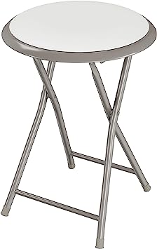 Trademark Home 82-7879-WH Folding Heavy Duty 18" Collapsible Padded Round Stool (White)