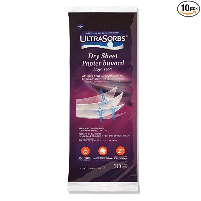 Medline MSC10614Z Ultrasorbs Skin Moisture Management Dry Sheet, 6" x 14" (Pack of 10)