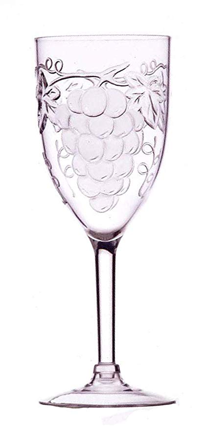 Jubilee 10-Ounce Acrylic Embossed Grape Wine Glasses, Set of 4