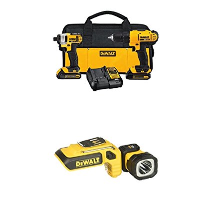 DEWALT DCK240C2 20v Lithium Drill Driver/Impact Combo Kit with 20V Max LED Hand Held Work Light