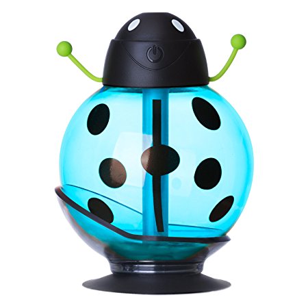 Aromatherapy Humidifier,Essential Oil Diffuser,Bienna Beetles 260ml Cool Mist Quiet Ultrasonic Vaporizer and LED Night Light with USB [5 Hours Running][Waterless Auto Shut-Off] for Baby Sleep Car-Blue