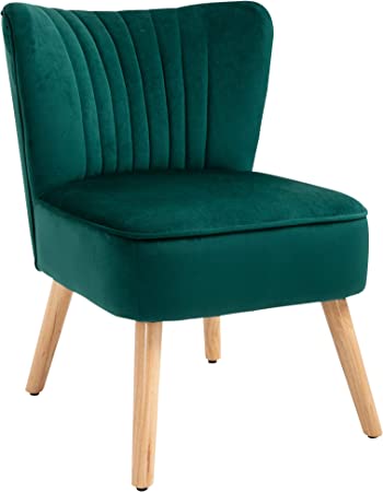 homcom Silla de Acento, Goma, Madera de álamo, poliéster, Verde, 57L x 68P x 76Acm