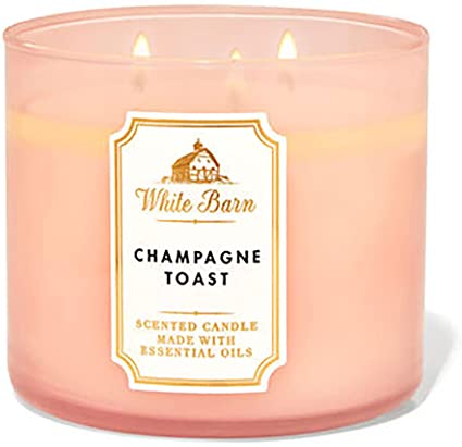 Bath and Body Works, White Barn 3-Wick Candle w/Essential Oils - 14.5 oz - 2021 Core Scents! (Champagne Toast)